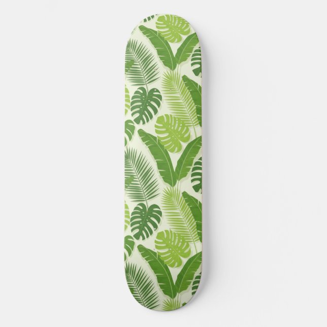 Skateboard Patrón continuo de hojas tropicales y Monstera (Anverso)