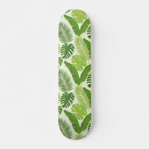 Skateboard Patrón continuo de hojas tropicales y Monstera