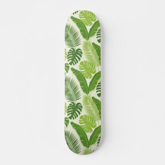 Skateboard Patrón continuo de hojas tropicales y Monstera (Anverso )