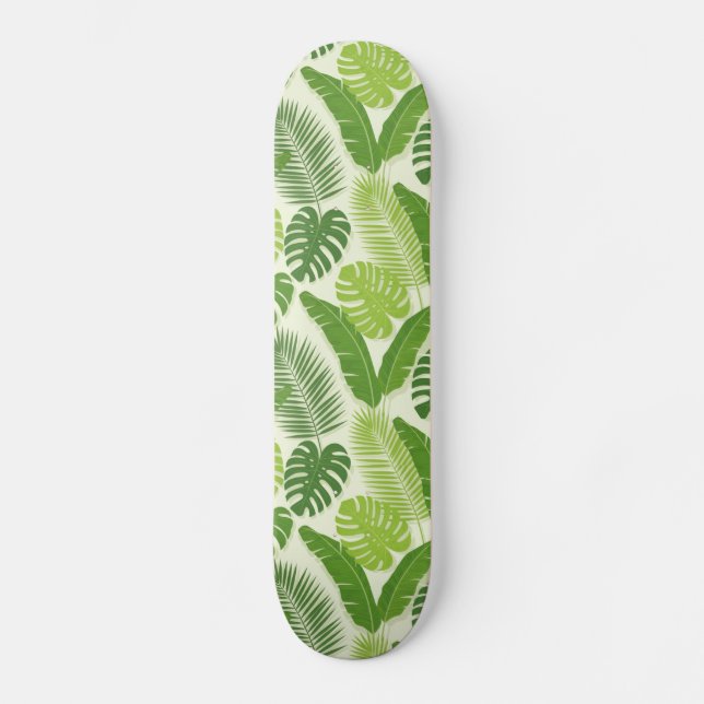 Skateboard Patrón continuo de hojas tropicales y Monstera (Anverso)