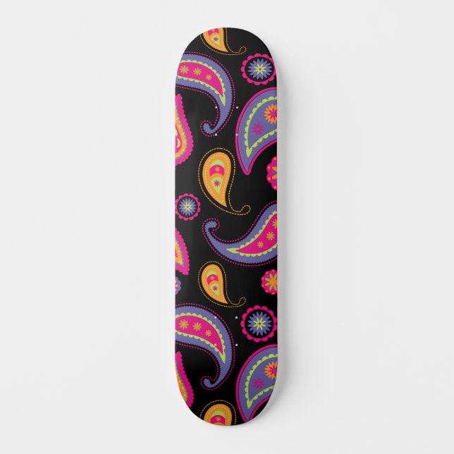 Skateboard Patrón continuo de Paisley colorido (Anverso)