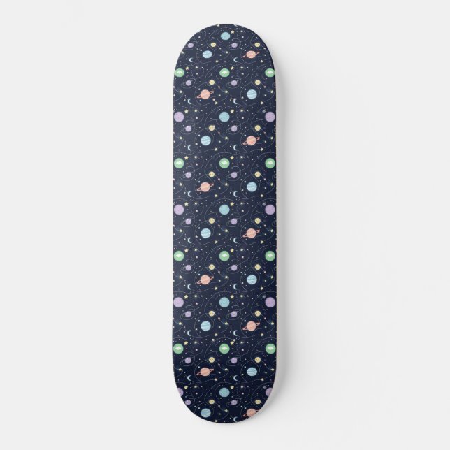 Skateboard Patrón continuo de planetas del sistema solar (Anverso)