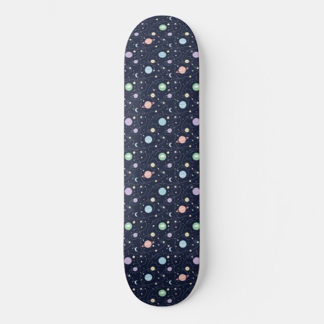 Skateboard Patrón continuo de planetas del sistema solar (Anverso)