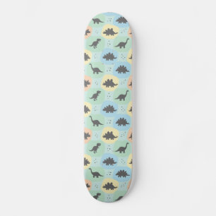 Skateboard Patrón continuo de silueta de dinosaurio prehistór