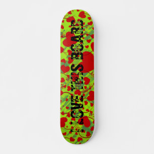 Skateboard Patrón CORAZÓN ART 5 + su texto mancha verde