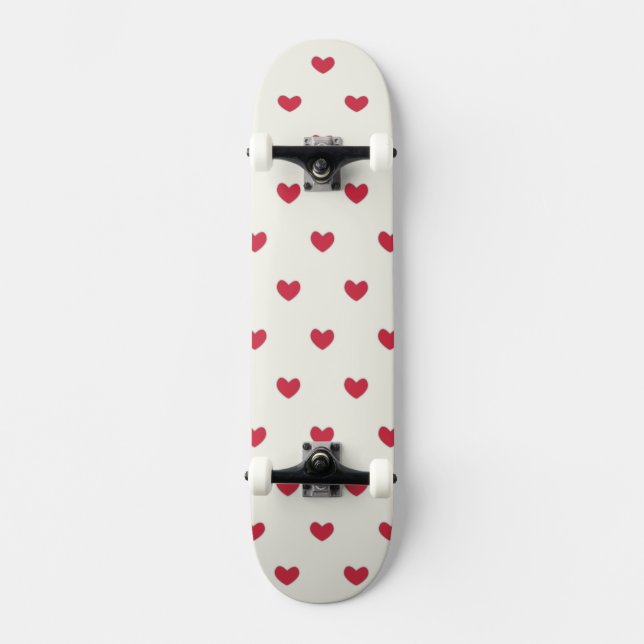 Skateboard Patrón Corazón Rojo Cute (Anverso)