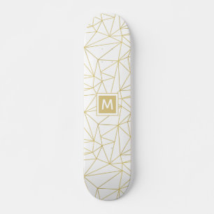 Skateboard Patrón de abstracción geométrica de oro monograma
