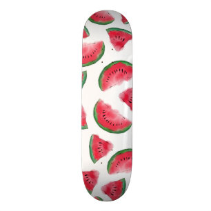 Skateboard Patrón de acuarela de la sandía verde rojo verano
