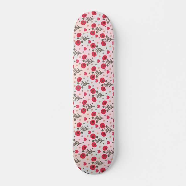 Skateboard patrón de amapola sin fisuras (Anverso )