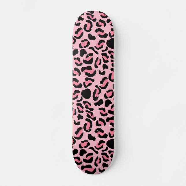 Skateboard Patrón de animal de leopardo rosa moderno (Anverso)