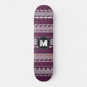Skateboard Patrón de animales retro-coloridos monograma