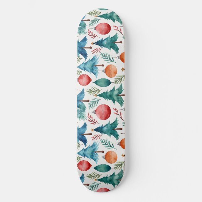 Skateboard Patrón de árbol de Navidad (Anverso)
