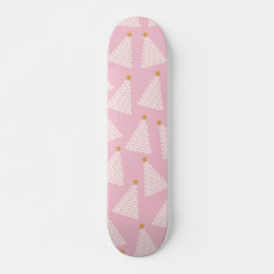 Skateboard Patrón de árbol de Navidad rosa