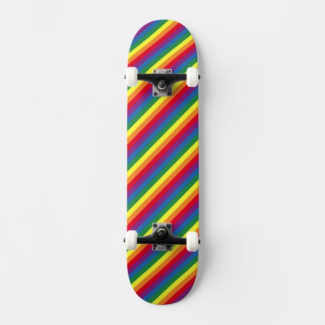 Skateboard Patrón de arco iris diagonal (Anverso)