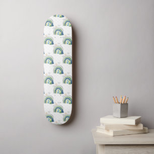 Skateboard Patrón de Arcoíris en Acuarela