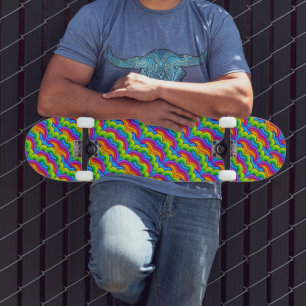 Skateboard Patrón de arcoíris formas arcos adorable nostálgic