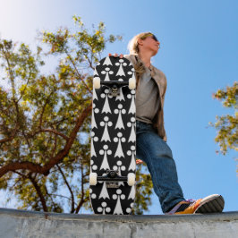 Skateboard Patrón de armiño, Patrón medieval, Blanco sobre ne