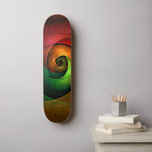 Skateboard Patrón de arte abstracto moderno de floración verd