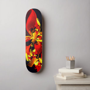 Skateboard Patrón de arte abstracto moderno floral amarillo r
