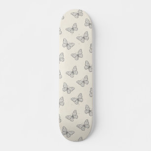 Skateboard Patrón de arte de línea de mariposa
