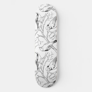 Skateboard Patrón de arte lineal de aves norteamericanas mini