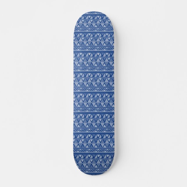 Skateboard Patrón de arte tribal simple azul (Anverso )