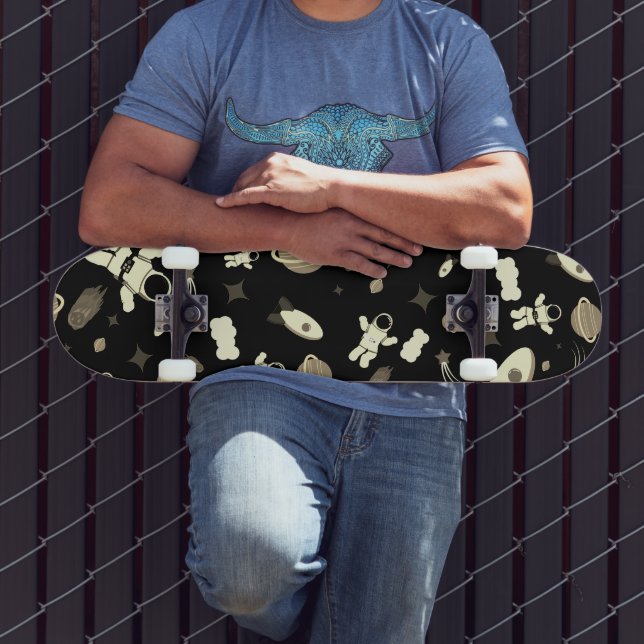 Skateboard Patrón de astronauta y espacio exterior infantil (Exterior 3)