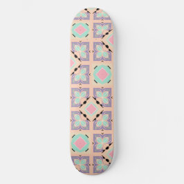 Skateboard Patrón de baldosas geométricas pastel | Rosa menta