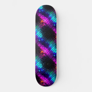 Skateboard Patrón de baldosas vaporwave magenta cian metálico