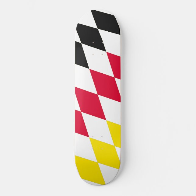 Skateboard Patrón de bandera de diamante azul amarillo rojo n (Anverso)