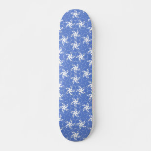 Skateboard Patrón de Batik Moderno Flor Floral Jazmín Blanco