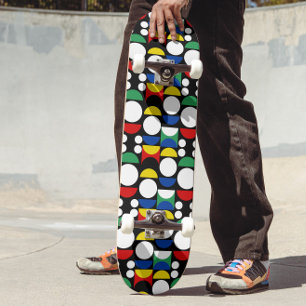 Skateboard Patrón de Bauhaus Escandinavo Negro a Mediados del