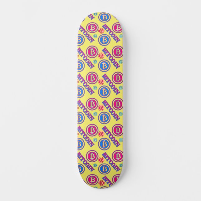 Skateboard Patrón de Bitcoin colorido (Anverso)