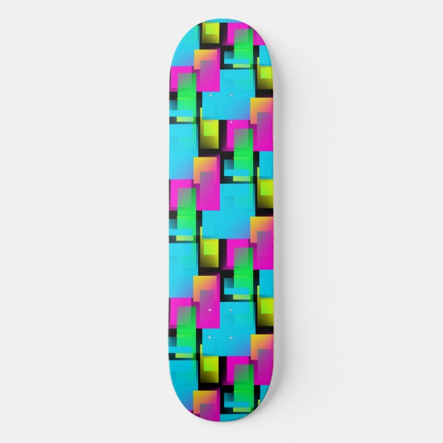 Skateboard Patrón de bloque abstracto retro (Anverso)