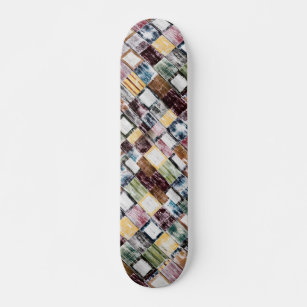 Skateboard Patrón de bloques de color moderno de madera rústi