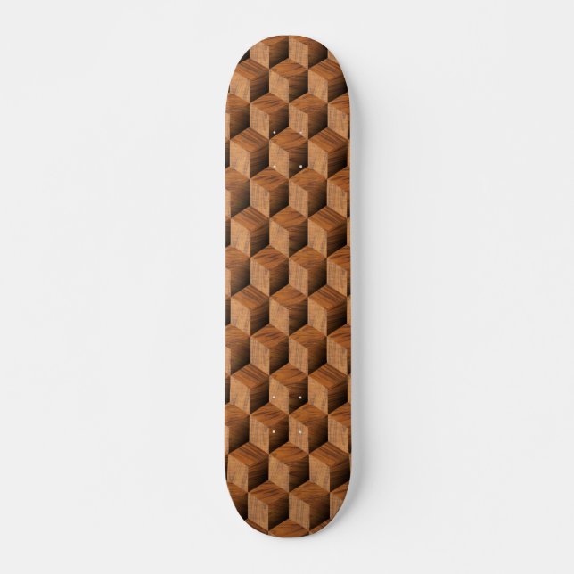 Skateboard Patrón de bloques de madera - Retro (Anverso )