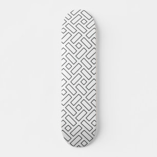 Skateboard Patrón de bloques lineales en blanco y negro - bla