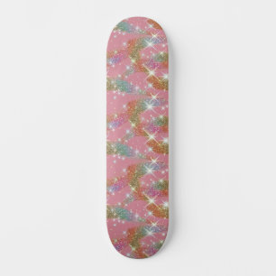 Skateboard Patrón de brillo de purpurina de arcoíris rosa fal