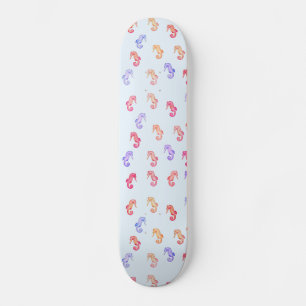 Skateboard Patrón de caballitos de mar coloridos