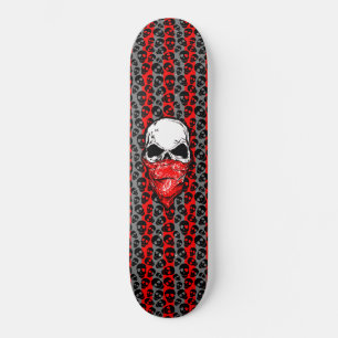 Skateboard Patrón de Calaveras Aleatorias Bandana Roja Calave