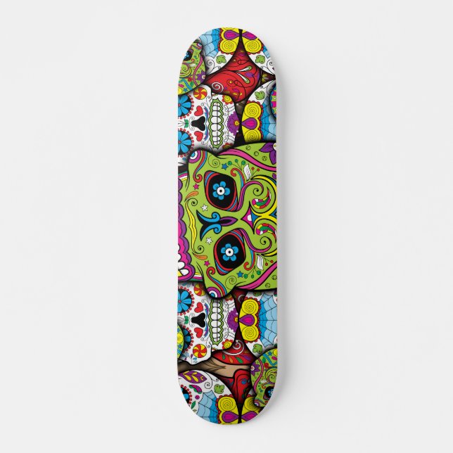 Skateboard Patrón de calaveras azucareras (Anverso )