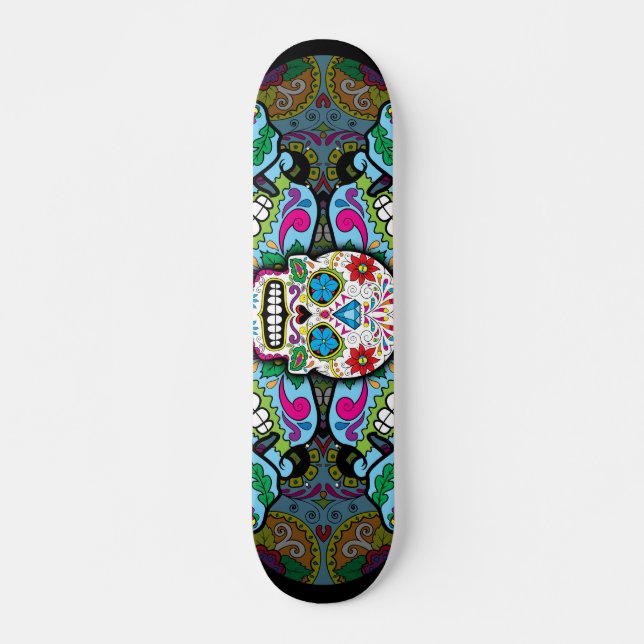 Skateboard Patrón de calaveras azucareras (Anverso )