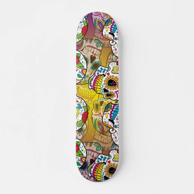 Skateboard Patrón de calaveras azucareras (Anverso )