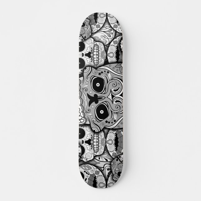 Skateboard Patrón de calaveras azucareras (Anverso )