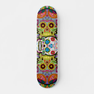 Skateboard Patrón de Calaveras de Azúcar