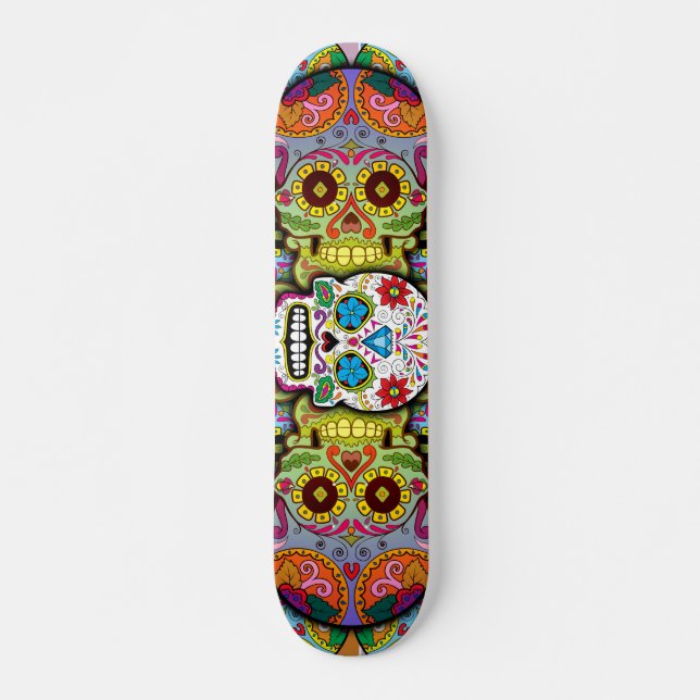 Skateboard Patrón de Calaveras de Azúcar (Anverso )