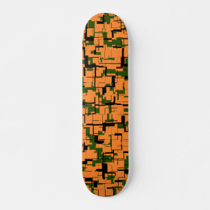 Skateboard Patrón de cámara digital verde negro naranja