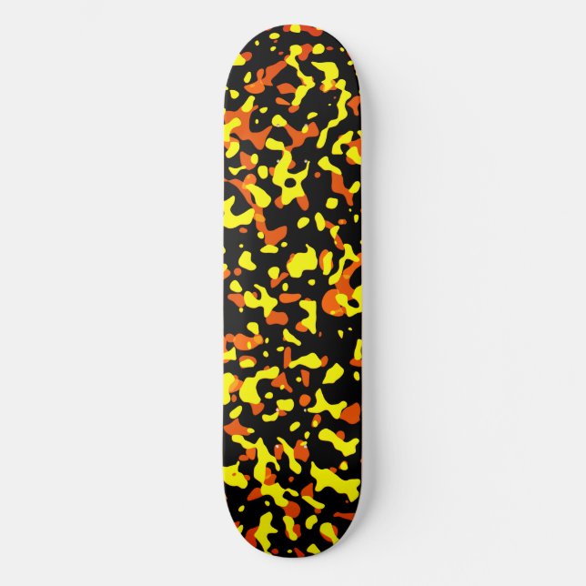 Skateboard Patrón de camuflaje amarillo y Naranja brillante d (Anverso)