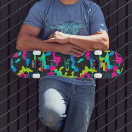 Skateboard Patrón de Camuflaje Neon