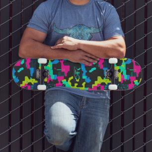 Skateboard Patrón de Camuflaje Neon